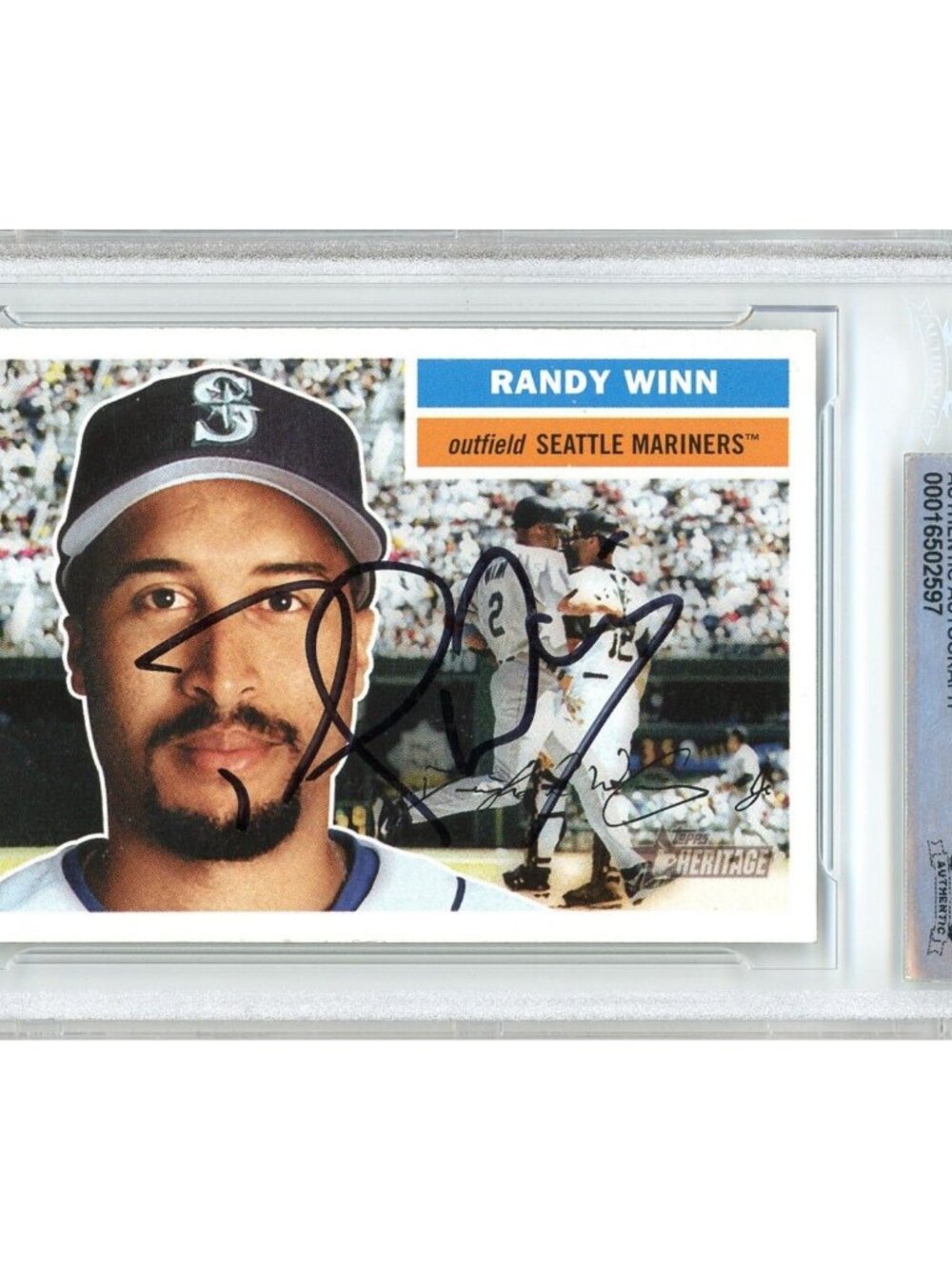 Randy Winn Signed 2005 Topps Heritage #255 Seattle Mariners BAS Slabbed MLB Auto